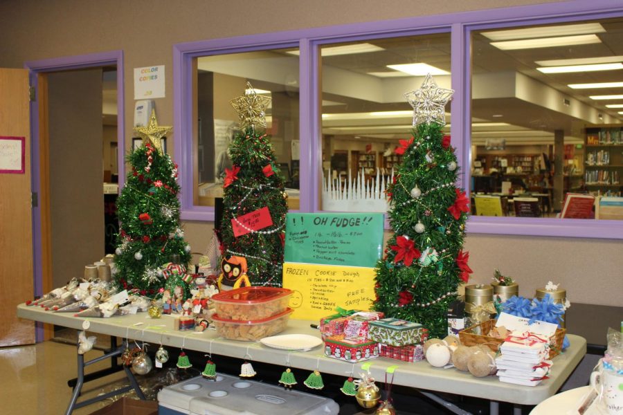 A table at the Christmas Bazaar awaits customers on Friday, Dec. 7. The annual event provides life lessons and memories for all students involved. 