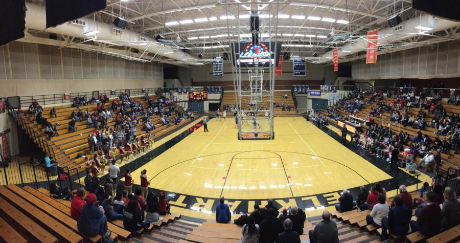 An overview shot of Saturdays Game. The Elkhart Memorial Chargers beat the Mishawaka Marian Knights 58-54.