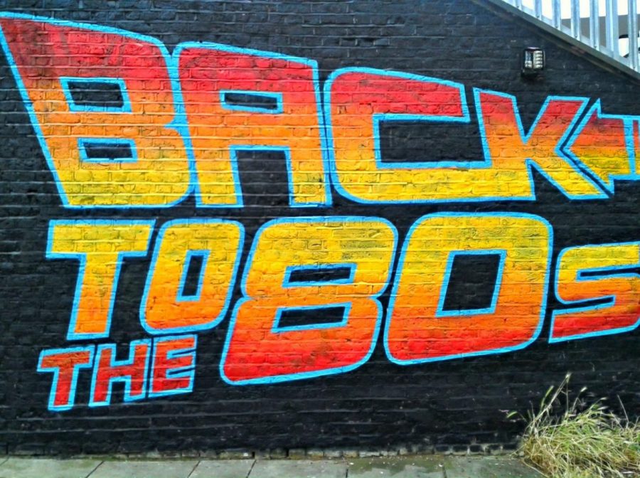 A graffiti wall in Shoreditch, London, resembling the famous Back to the Future logo. No modifications made.