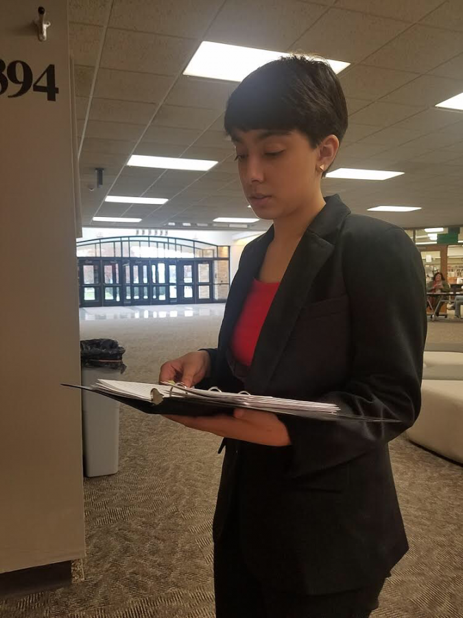 Sophomore Mercedes Moore prepares for her first Speech and Debate competition of the season at Concord High School on Monday, Nov. 23, 2020.