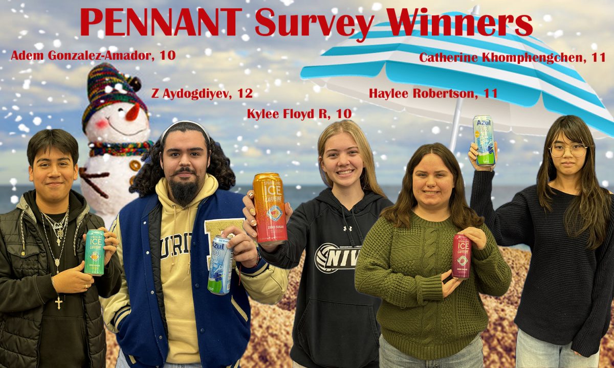 Winners hold up their icy drinks for winter.