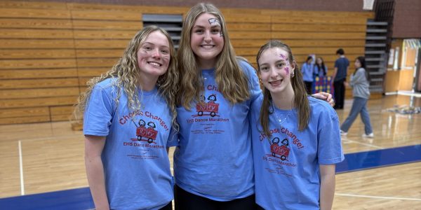 Three committee members pose together at the dance-a-thon.