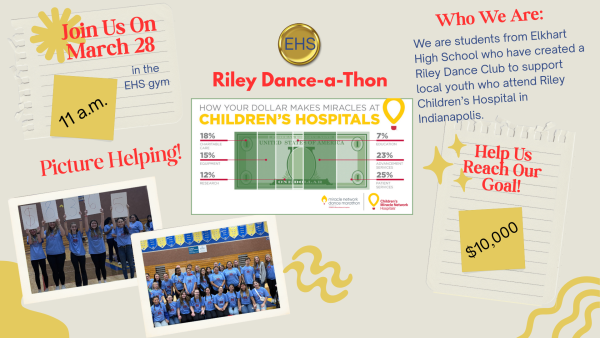 Information on date, time, and place of the dance-a-thon are listed.