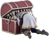 A character is depicted half way in a treasure chest.