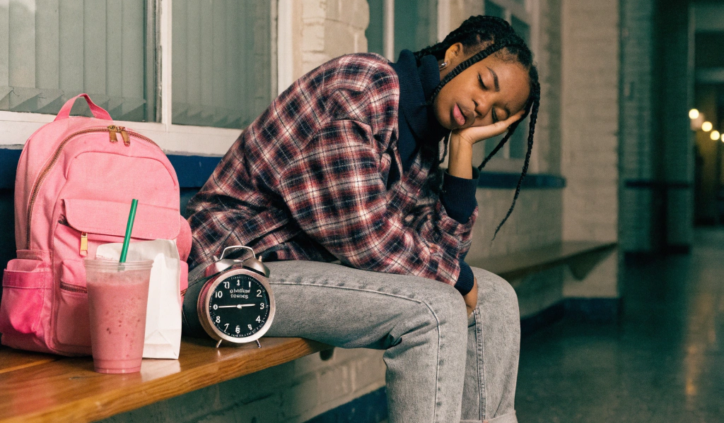 A sleepy student adjusts to time change.